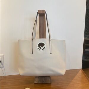 Fendi White Leather Shopping Tote